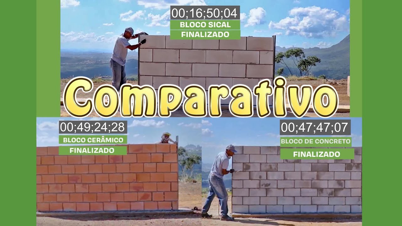 Comparativo Bloco Celular, Cerâmico e de Concreto.