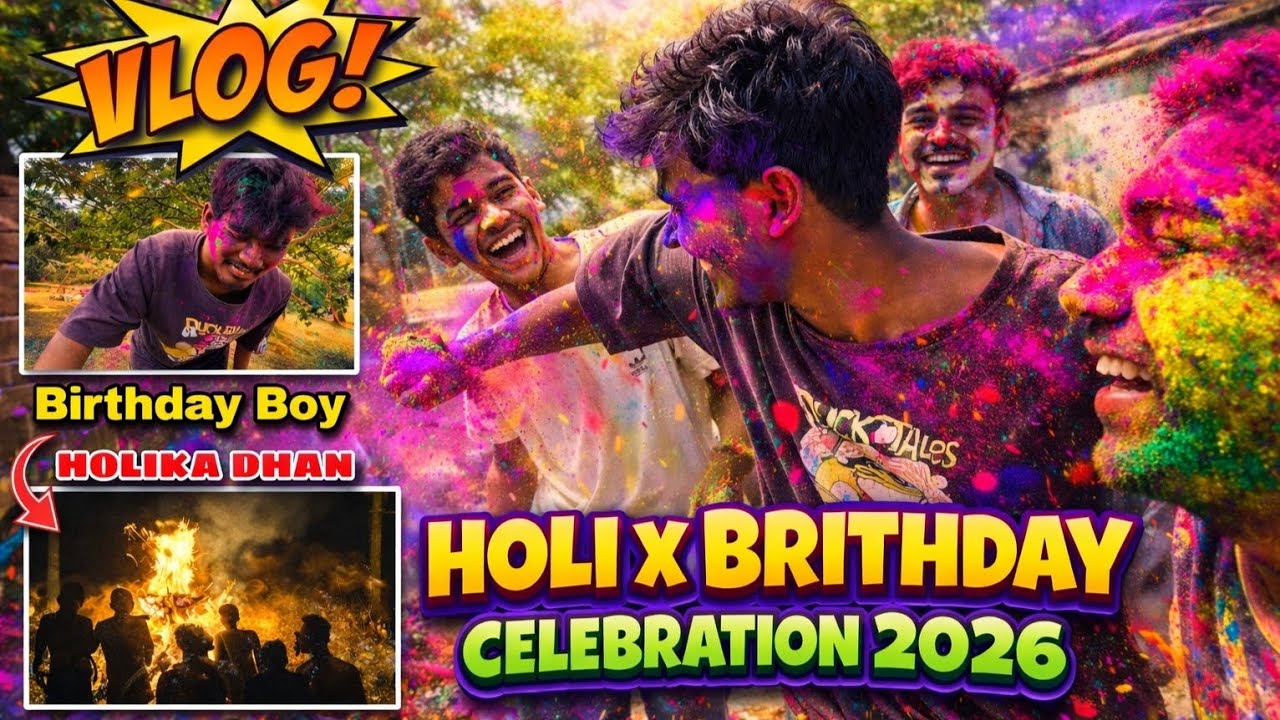 Holi X Brithday Celebration 2026 😍 || My First vlog of 2026 || Holika Dhan 