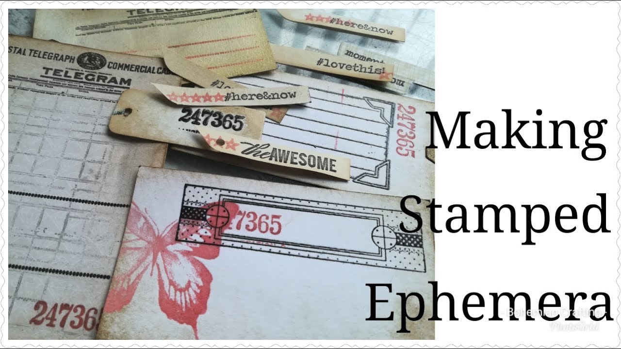 Stamped ephemera embellishments from scraps Tutorial