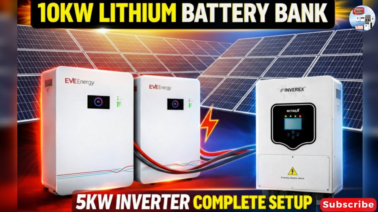 5KW Inverex Nitrox Inverter ke sath 10KW EVE Lithium Battery Setup# trending@InverexSolarEnergy 