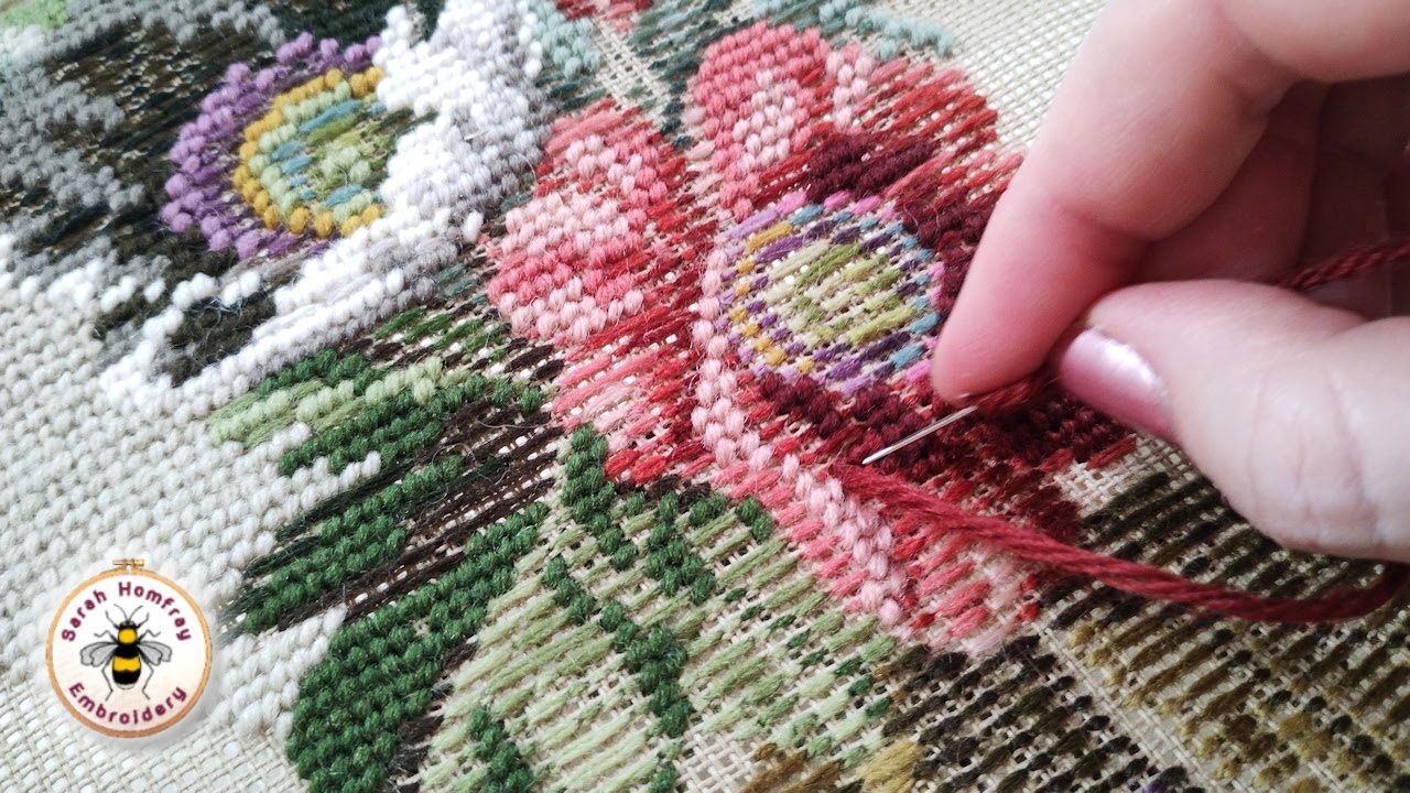 How to do the needlepoint Tramme embroidery technique tutorial