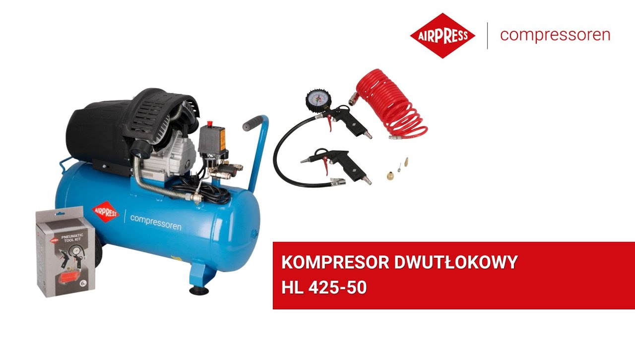 Kompresor dwutłokowy HL 425 50 + zestaw akcesoriów pneumatycznych | Airpress