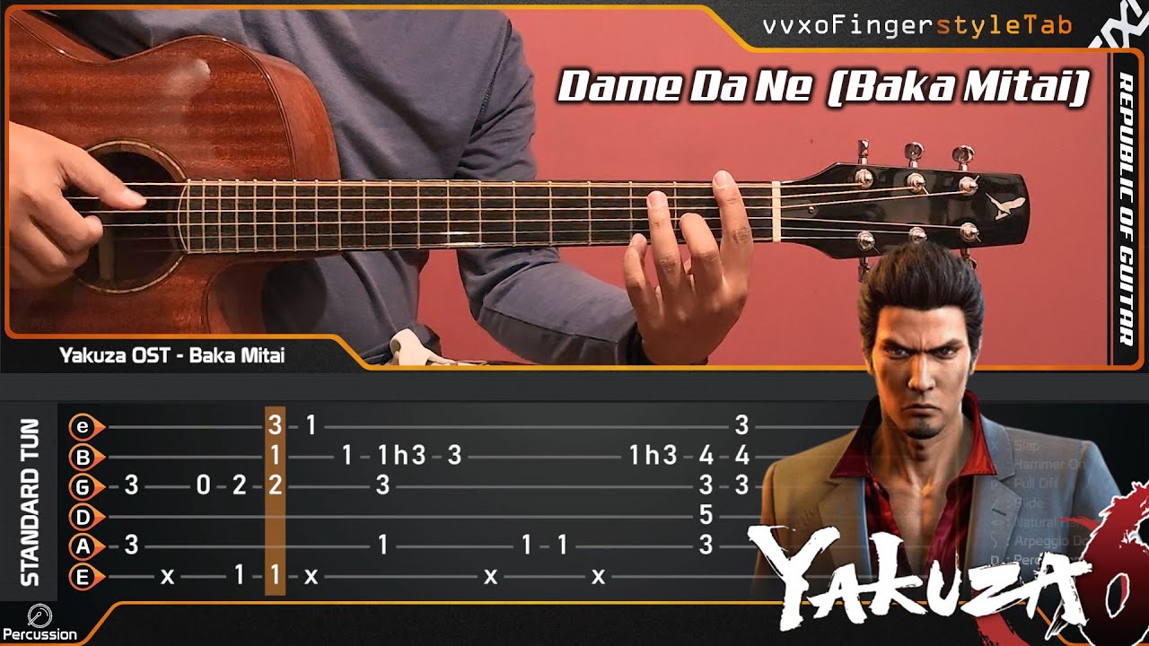 Dame Da Ne (Baka Mitai) Played on Acoustic Guitar | ばかみたい Yakuza OST