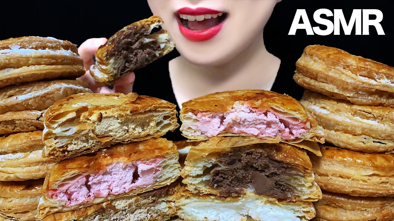 【咀嚼音/ASMR】クリームパイをいっぱい食べる音 Creampie Mukbang EatingSounds 먹방 리얼사운드 ASMR CREAM BREAD NO TALKING DESSERT