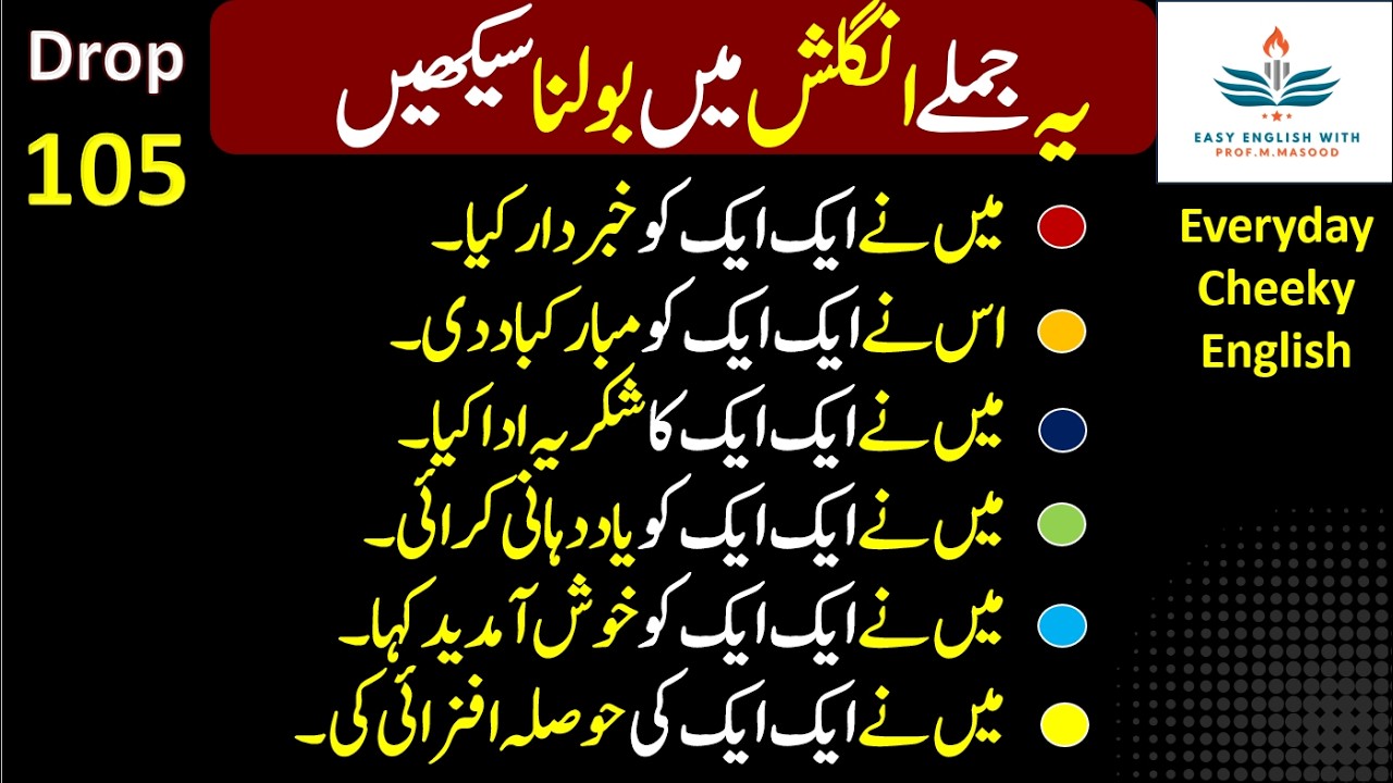 Everyday Cheeky English - Drop 105 |Spoken English |Conversation | Urdu to English | Prof. M. Masood