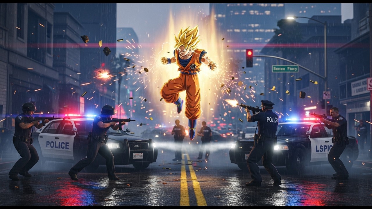 Goku vs police gtav | full chaos #gtav #gtavmods #brainrot #brainout #hype #popular #gaming