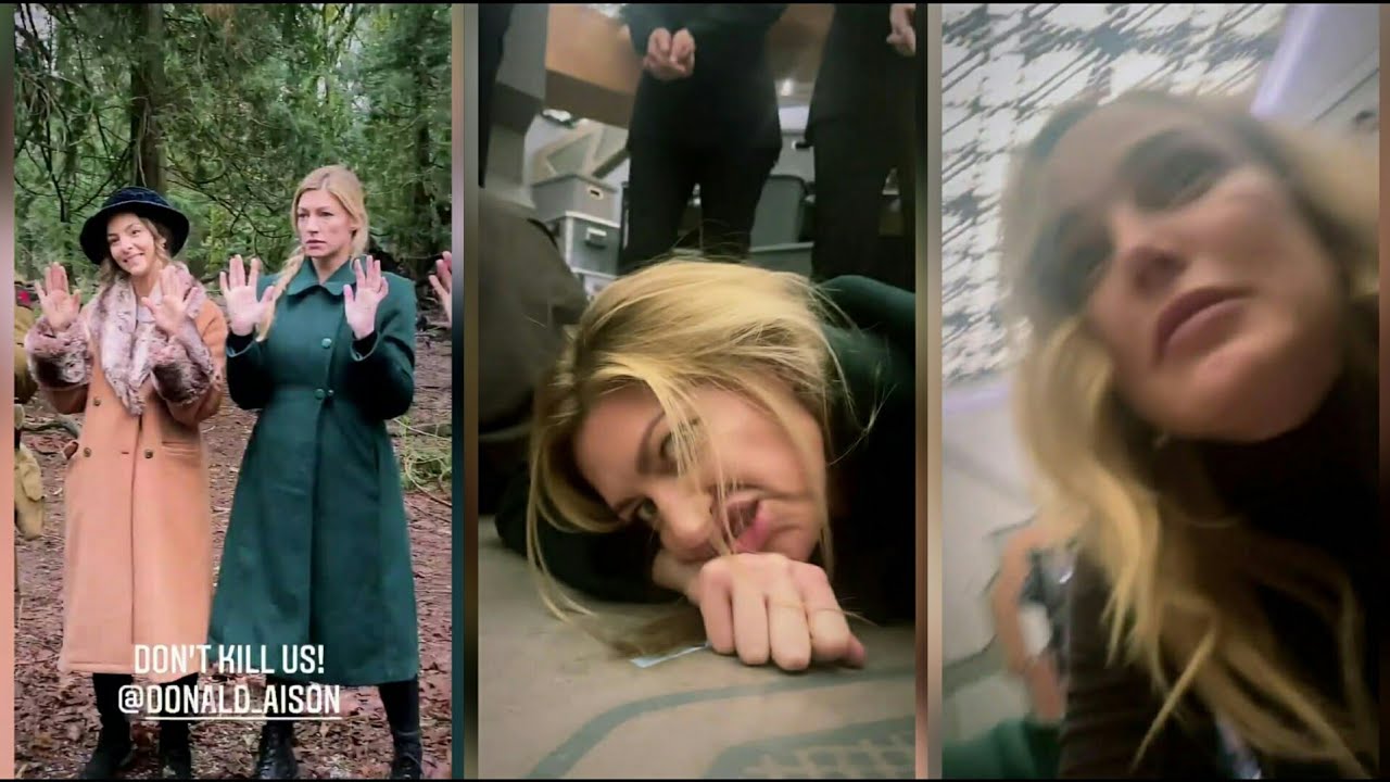 Caity lotz with Jes macallan and other cast on set Legends of tomorrow season 7 episode 13 #220