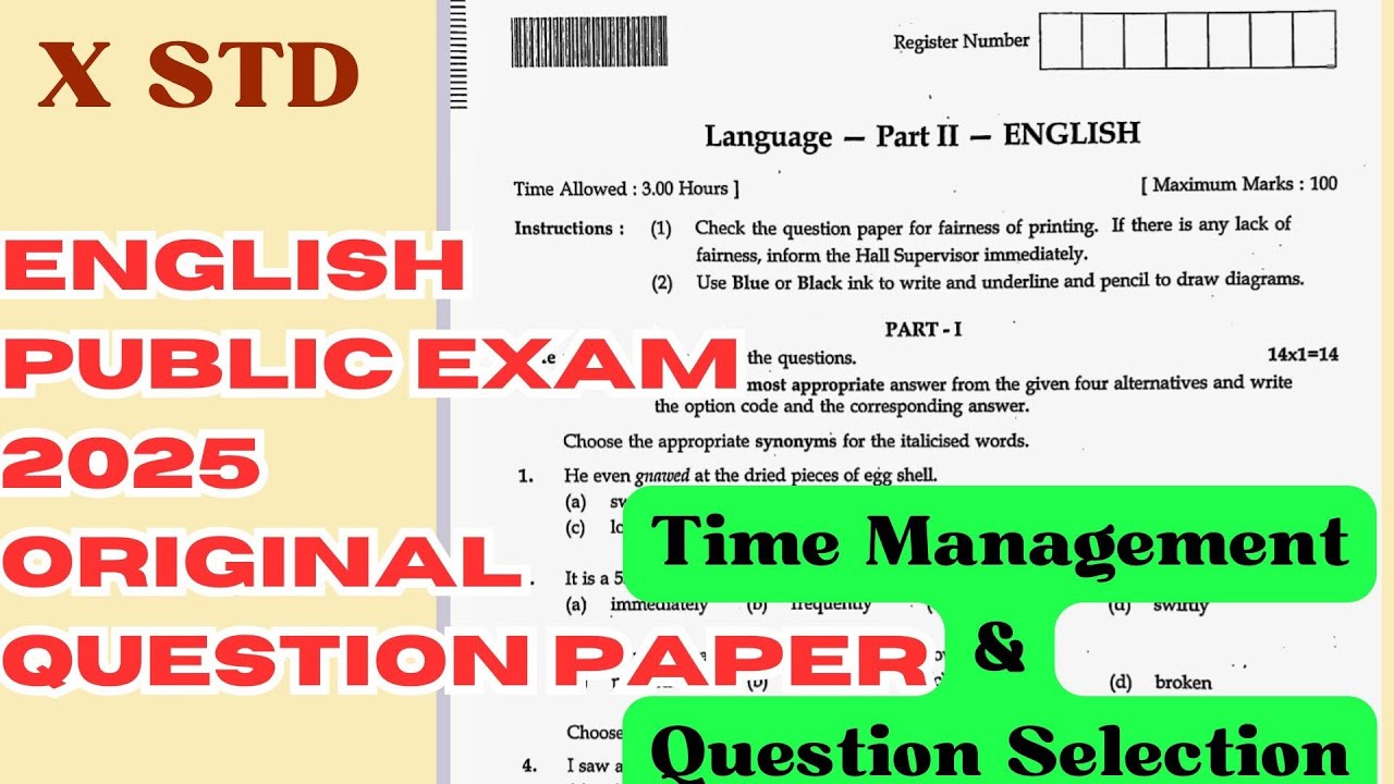 10th ENGLISH ORIGINAL PUBLIC QUESTION PAPER | TIME MANAGEMENT & QUESTION SELECTION |PUBLIC EXAM 2025