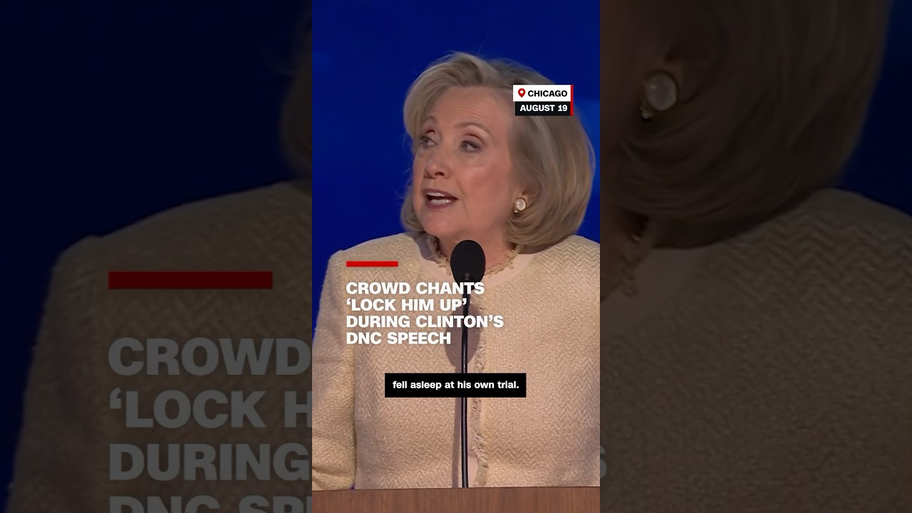 Crowd chants &lsquo;lock him up&rsquo; during Clinton&rsquo;s DNC speech