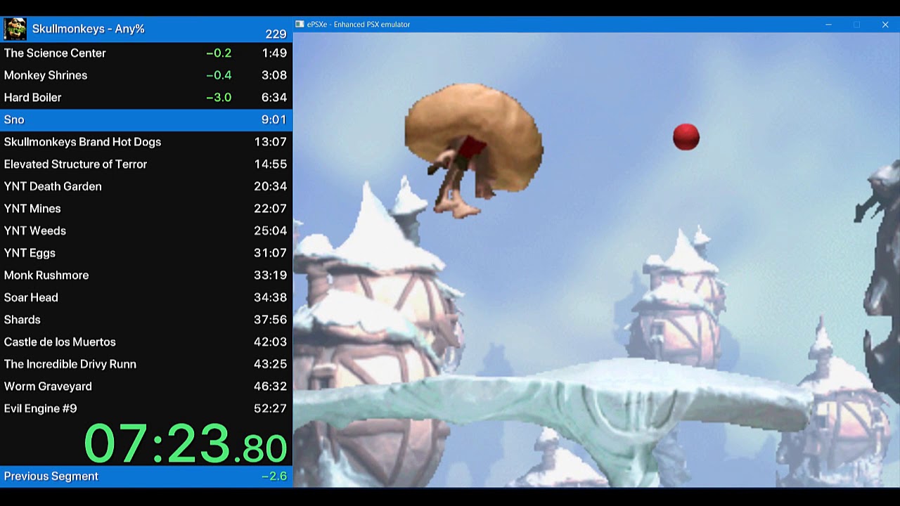 Skullmonkeys Any% Speedrun in 51:53 (ePSXe WR)