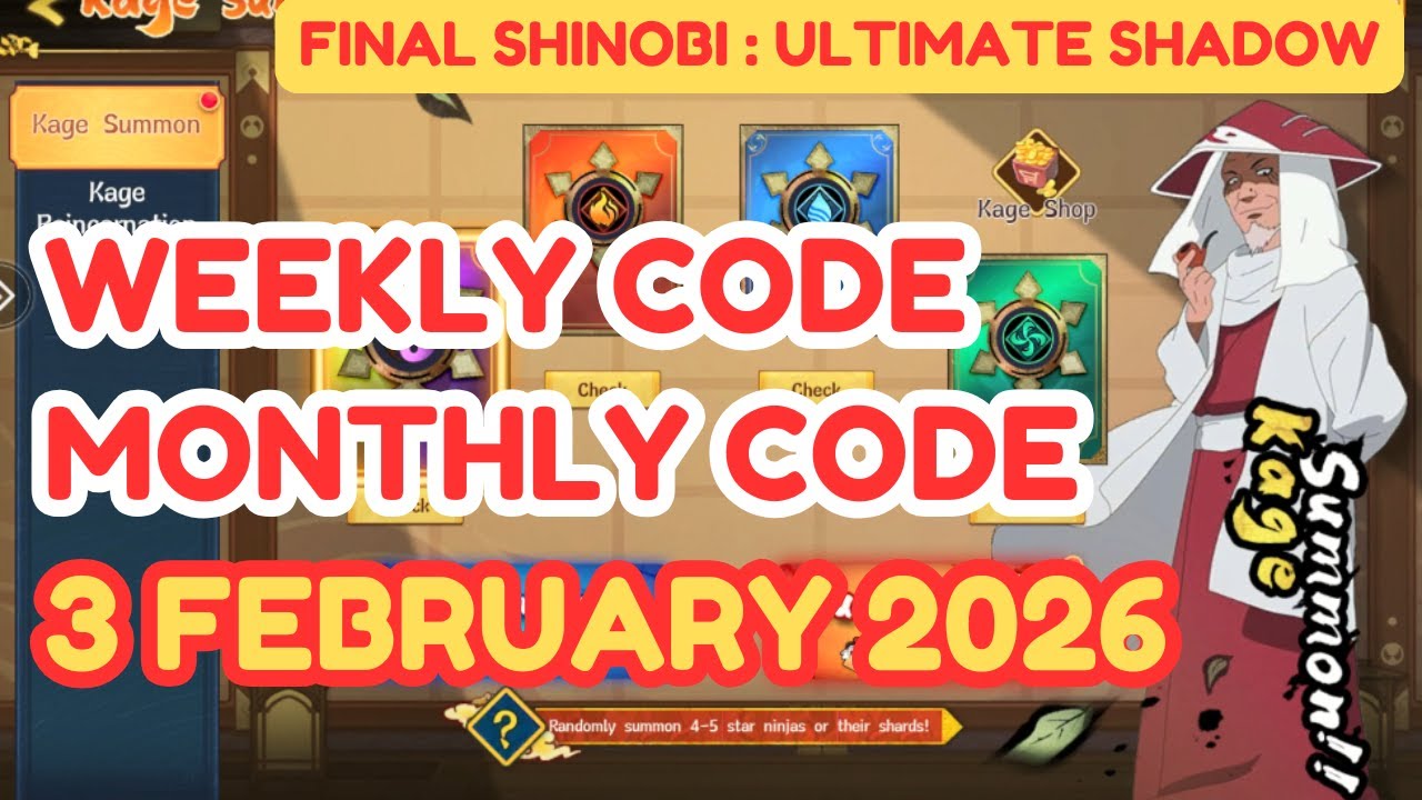 2 GIFT CODE, WEEKLY AND MONTHLY CODE : 3 FEBRUARY 2026 | FINAL SHINOBI : ULTIMATE SHADOW