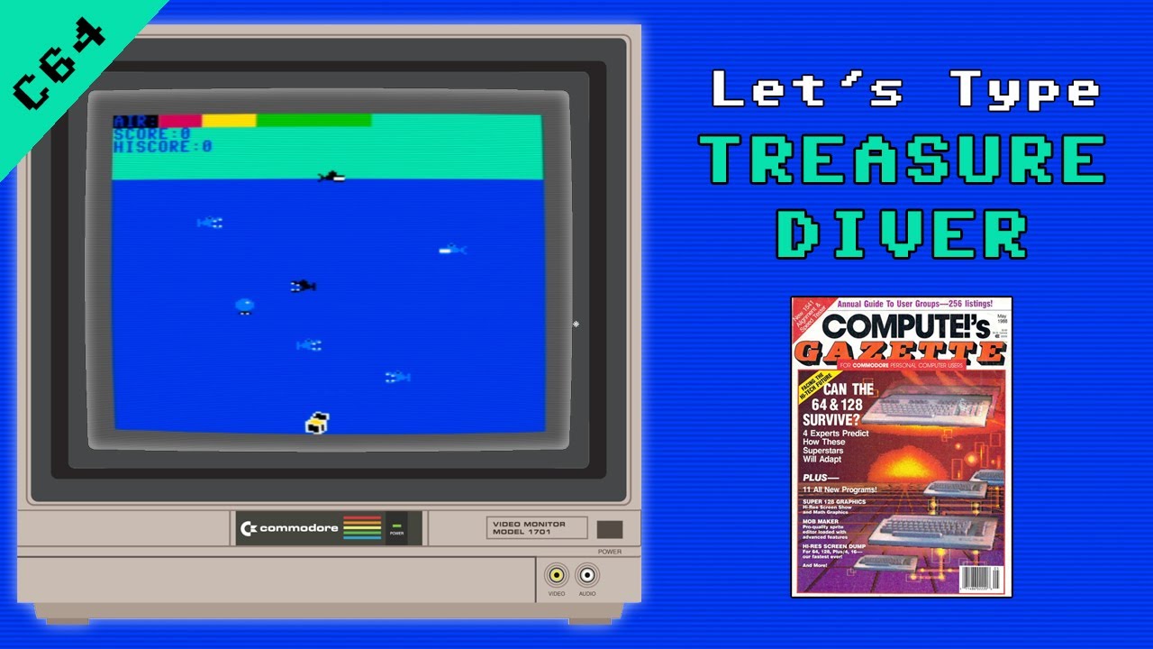 Давайте напечатаем Treasure Diver – ввод текста с Commodore 64 из журнала COMPUTE!'s Gazette (май...