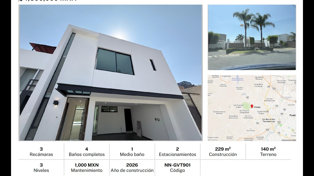 Residencia Venta Puerta del Sol Zerezotla San Pedro Cholula   HD 720p