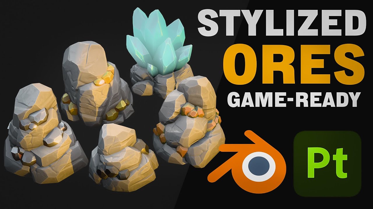 Modeling and Texturing Stylized Ore Stones - Blender and Substance Painter