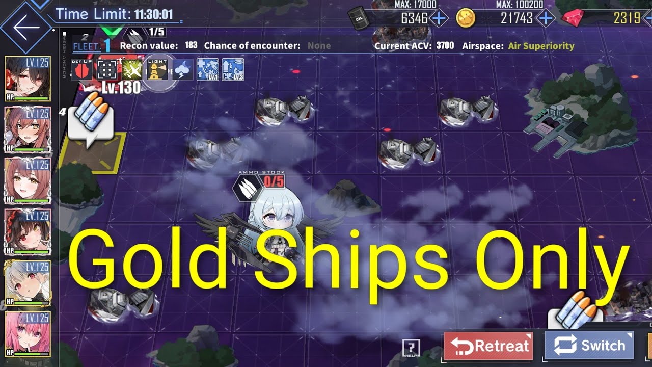 (No Rainbow Ships) Auto full clear Hard 14-4, lethal 3 star, no resets - Azur Lane