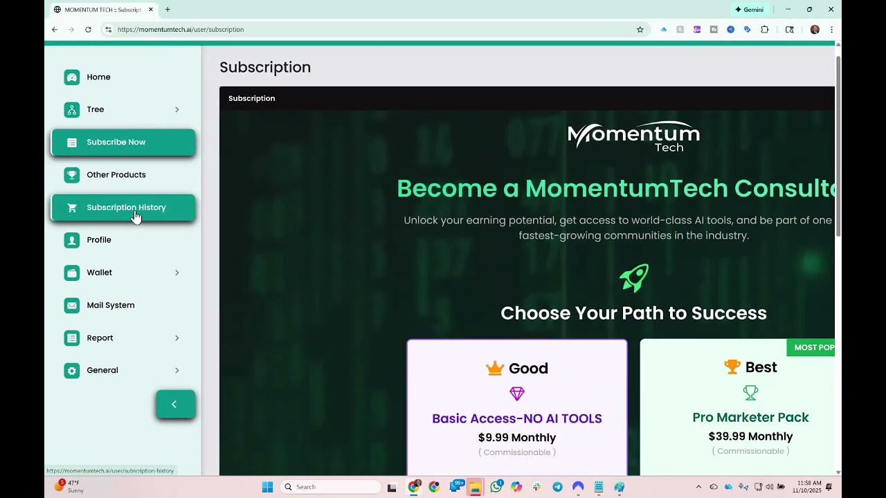 How to Subscribe & Change Your Subscription #momentumtech #ai