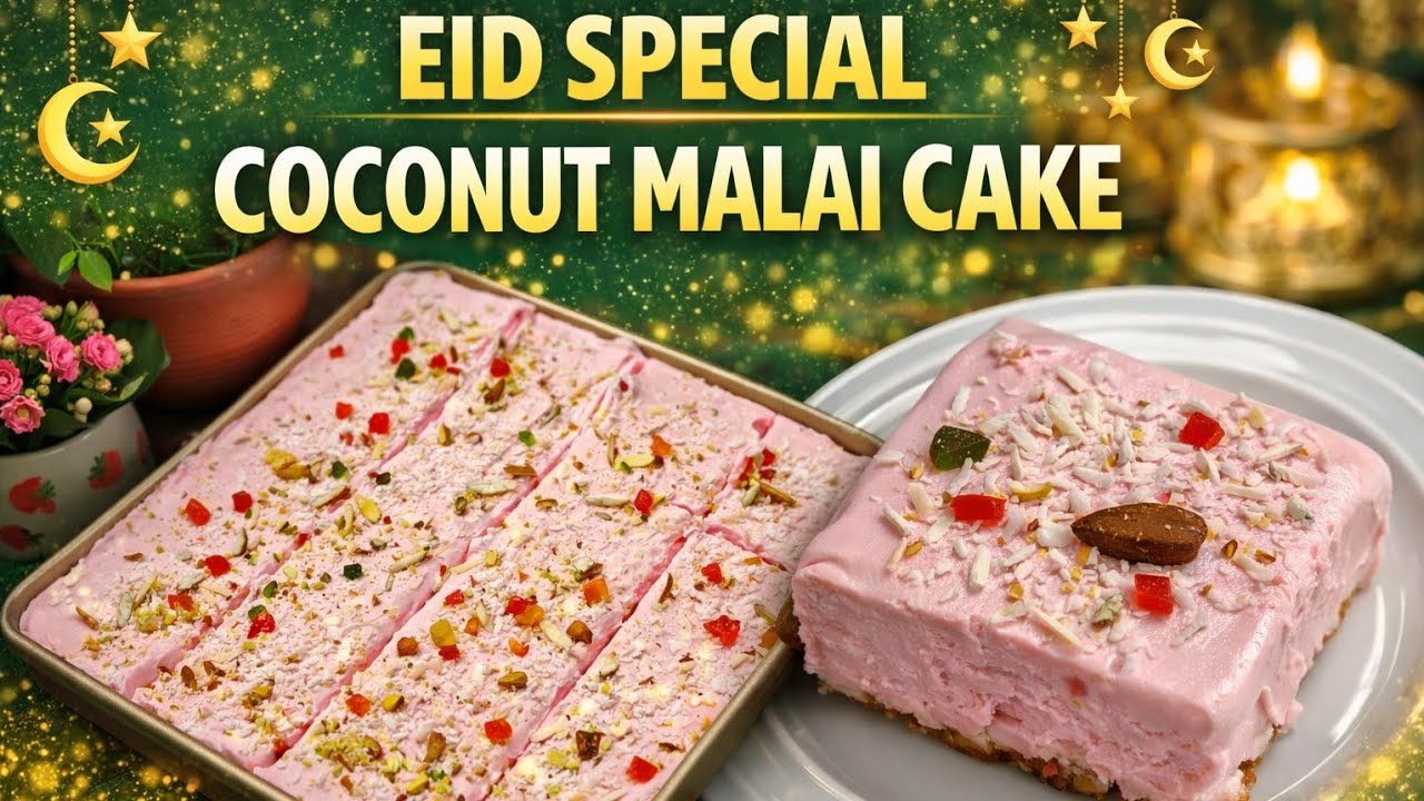 Eid Special Coconut Malai Cake | No Bake Creamy Dessert ✨