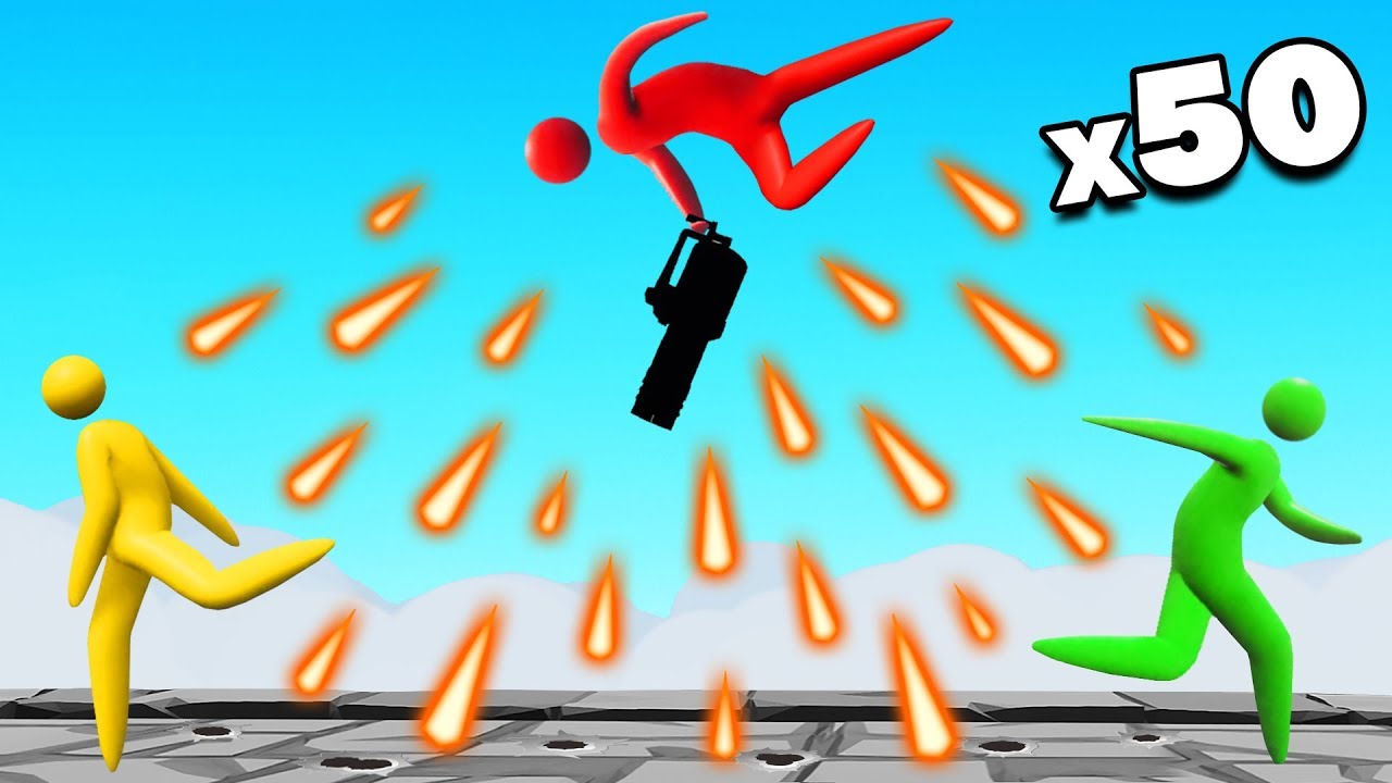 STICK MEN vs OP FLYING MINIGUN! (Super Smash)