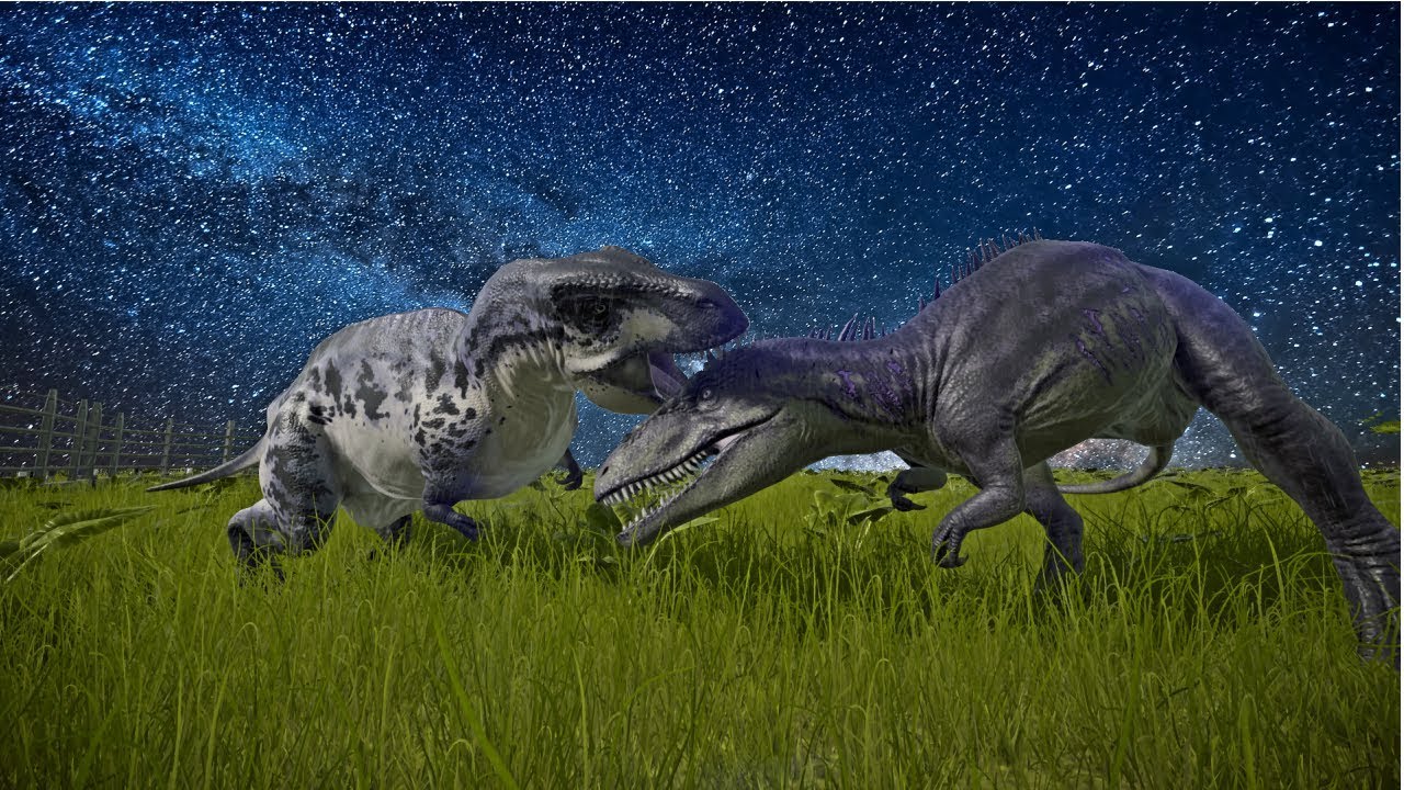 Jurassic World Evolution 🌍 1 Acrocanthosaurus VS 4 Carcharodontosaurus Brakeout & Fight