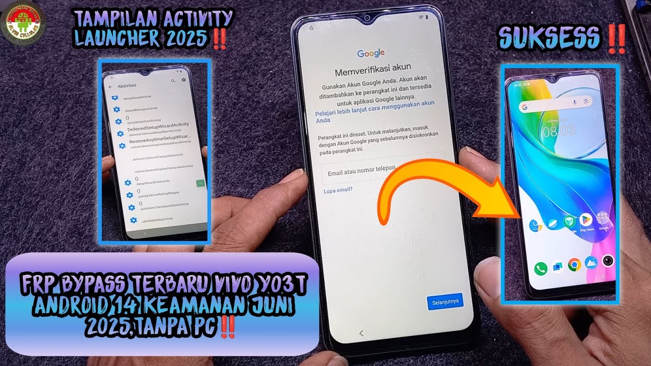 FRP BYPASS TERBARU VIVO Y03T ANDROID 14 KEAMANAN JUNI 2025,TANPA PC‼️