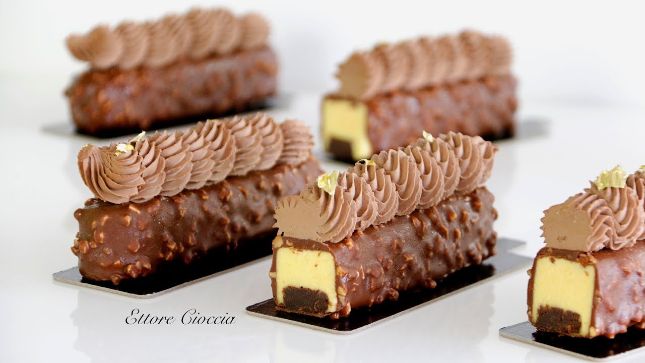 Éclairs Mango-Pasión con Brownie y Cobertura Ferrero Rocher