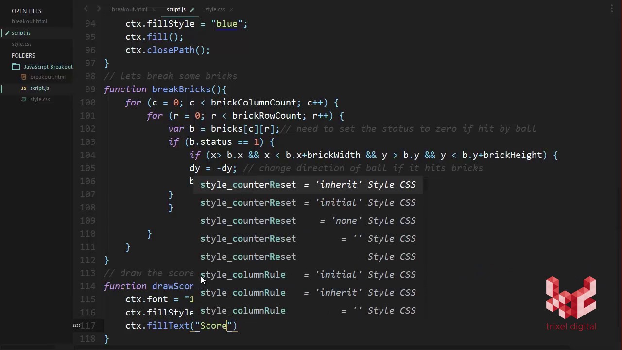 JavaScript and HTML5 Canvas - Breakout Game