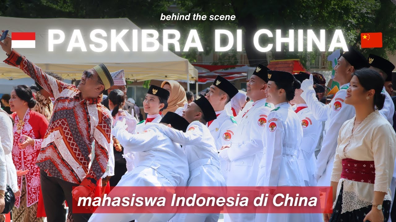HUT RI Ke-80 Pengibaran Bendera Indonesia di Tiongkok