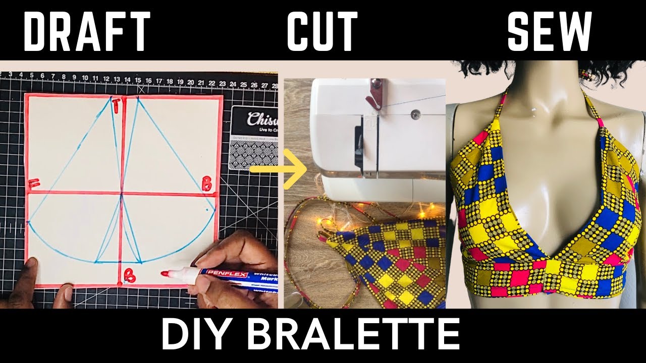HOW TO DRAFT A BRALETTE + PATTERN IN YOUR SIZE//DIY BRALLETE TUTORIAL Como hacer un bralette de tela