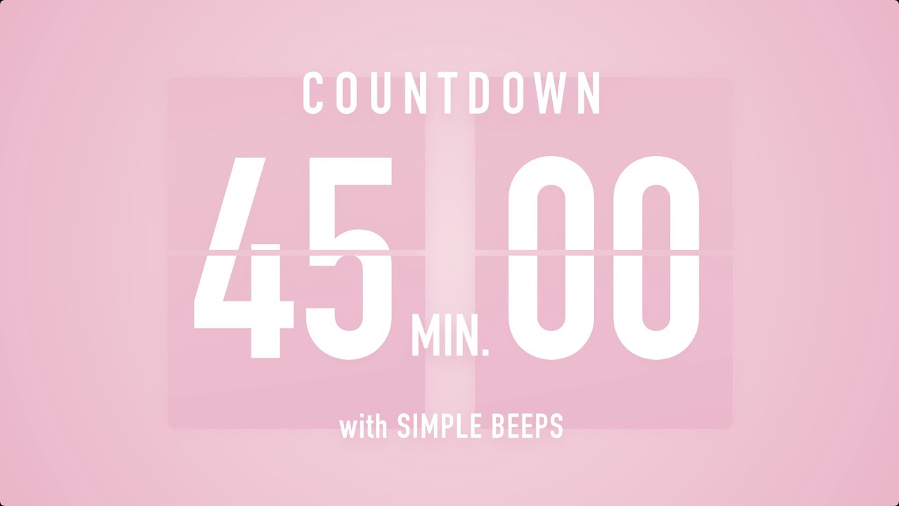 45 Minute Countdown Timer 🌸 Flip Clock with Simple Beeps 🔔