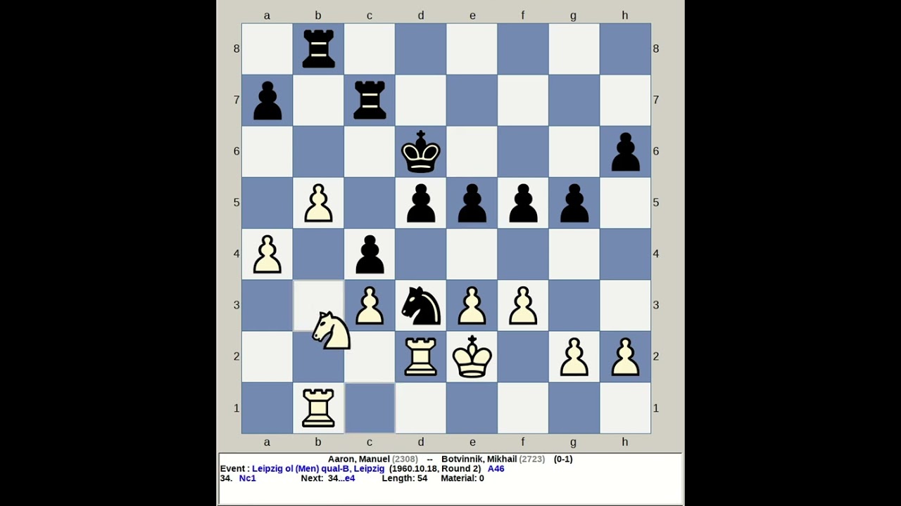 Aaron, Manuel vs Botvinnik, Mikhail | Leipzig Chess Olympiad Qual B 1960, Germany