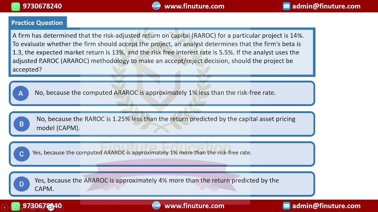 FRM Level 2 | ARAROC & RAROC &ndash; Accept or Reject the Project? | Credit Risk