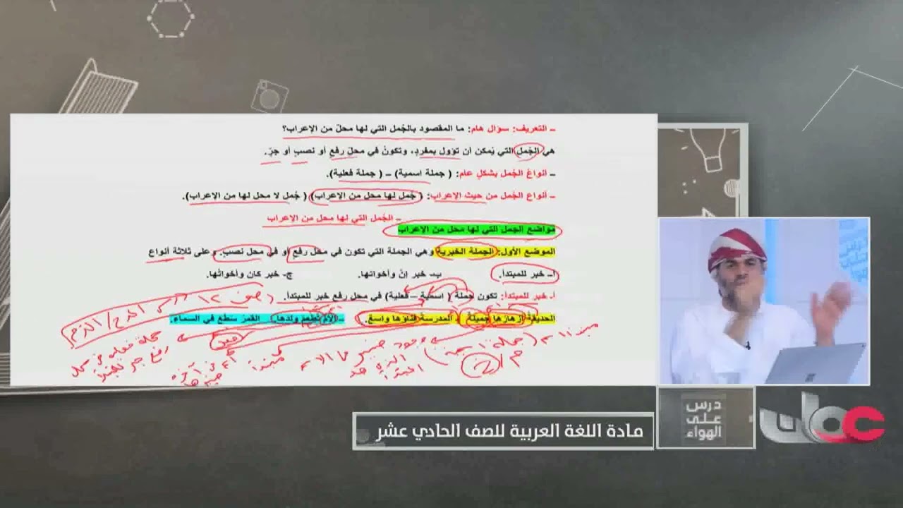 الجمل التي لها محل من الإعراب صف11 الفصل2 مؤلف النرجس