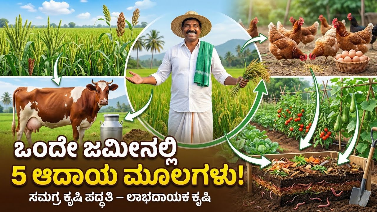 ಒಂದೇ ಜಮೀನಲ್ಲಿ ಹಲವಾರು ಆದಾಯ! | Integrated Farming System Karnataka 🚜💰
