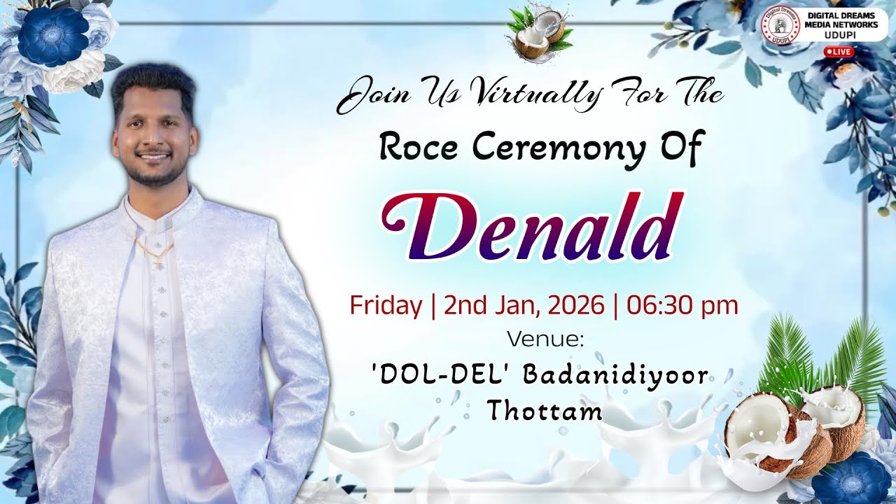 Roce Ceremony of Denald | Badanidiyoor, Thottam | 2 Jan 2026