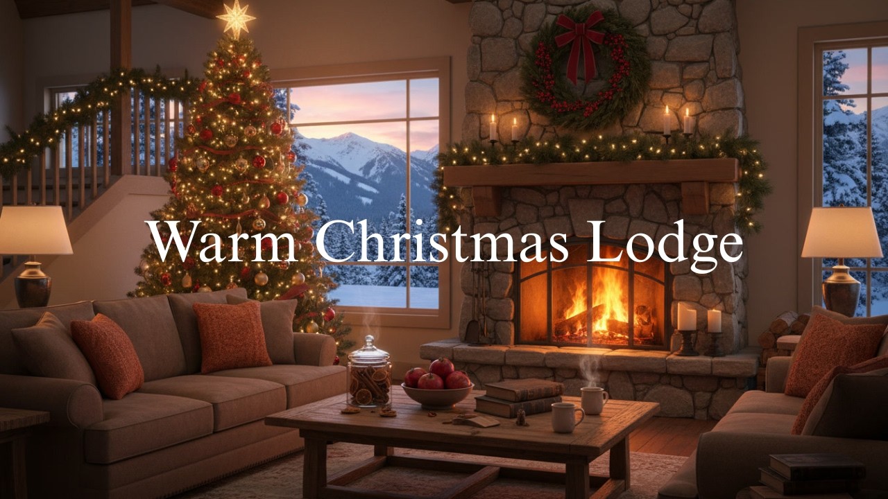 🎄 Warm Christmas Lodge  - Cozy Jazz & Fireplace Swing & Holiday Ambience