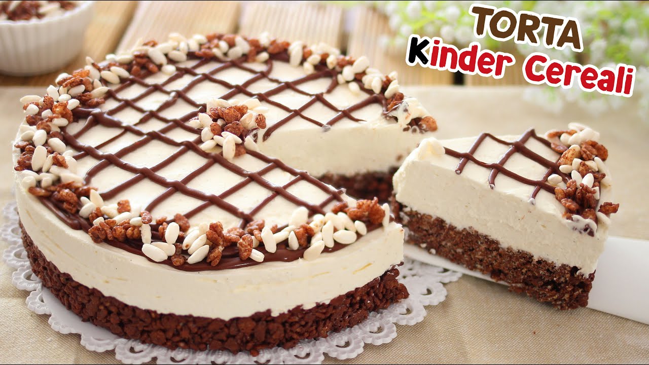 TORTA KINDER CEREALI - Ricetta Facile - Torta fredda al riso soffiato