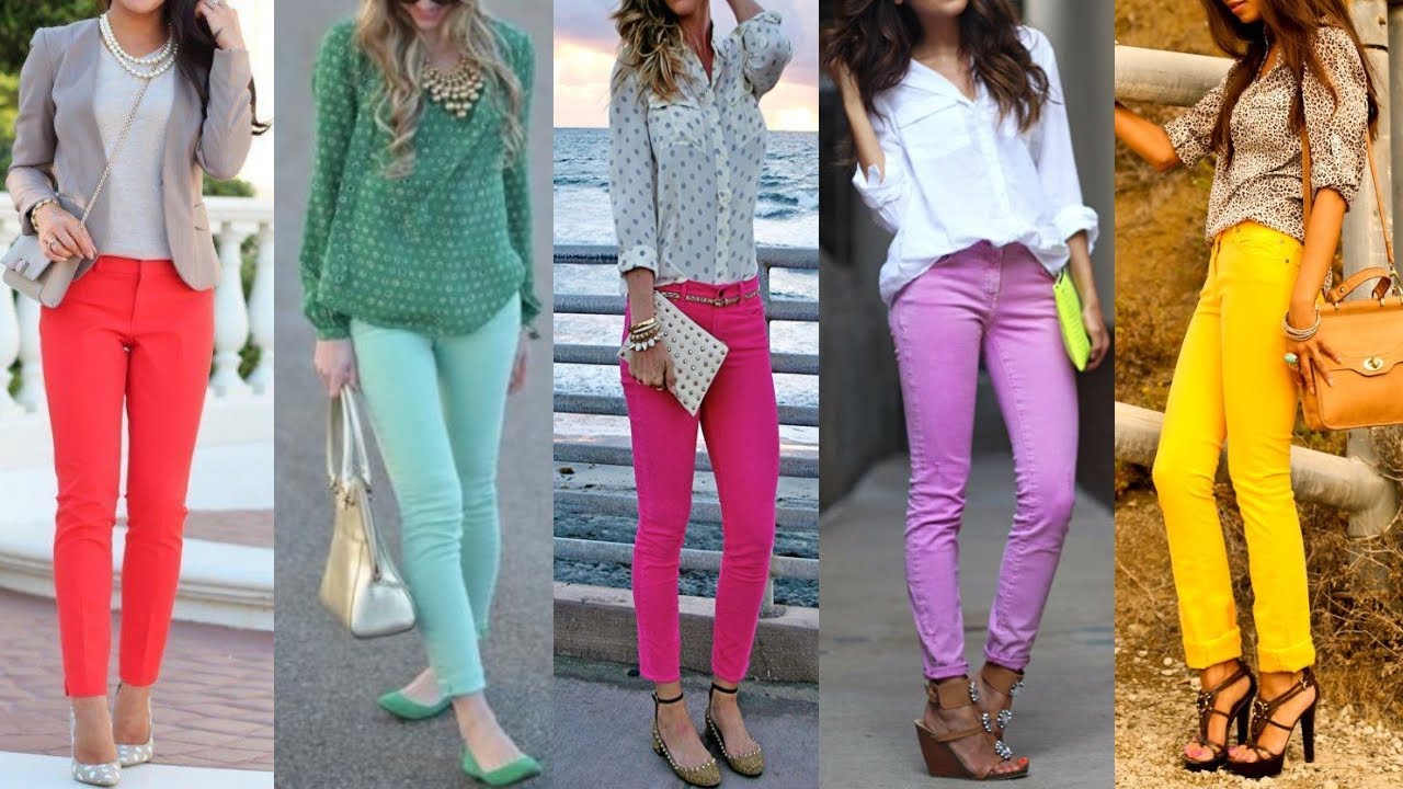 PON COLOR  a TUS OUTFITS con estos JEANS de COLORES  / LOOKS con PANTALONES JEANS de COLORES de MODA