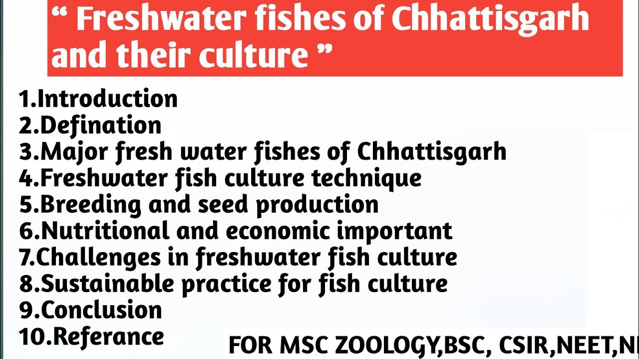 Freshwater fishes of Chhattisgarh and their culture | Breeding and seed production | Importance