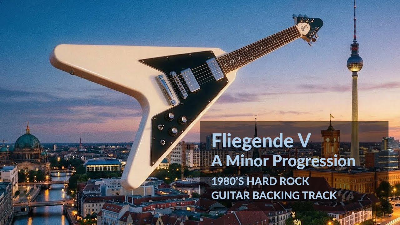 A minor - Fliegende V 1980s Hard Rock Guitar Backing Track