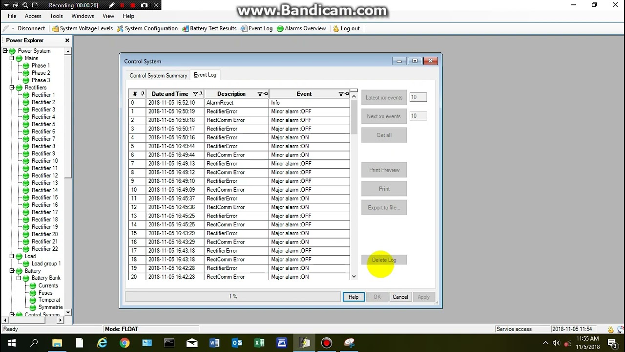 Eltek Valere (Power Suite) Event Log Export