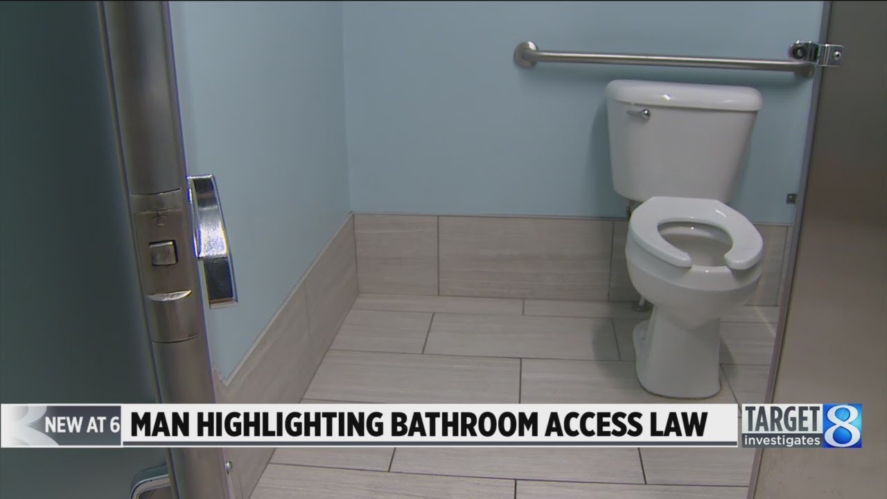 Man highlighting bathroom access law