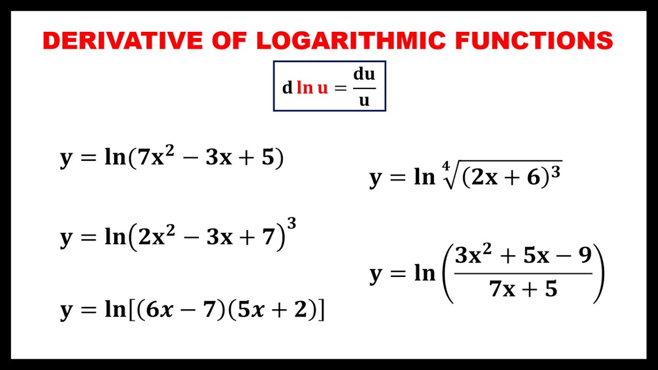 DERIVATIVE OF LOGARITHMIC FUNCTIONS ||  NATURAL LOGARITHM