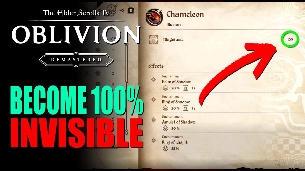 How to become completely Invisible (100% Chameleon) in Oblivion Remastered