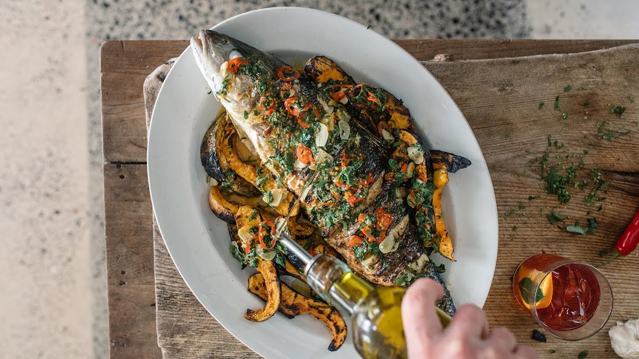 Gill Meller | Whole Sea Bass & Autumn Squash Over Fire