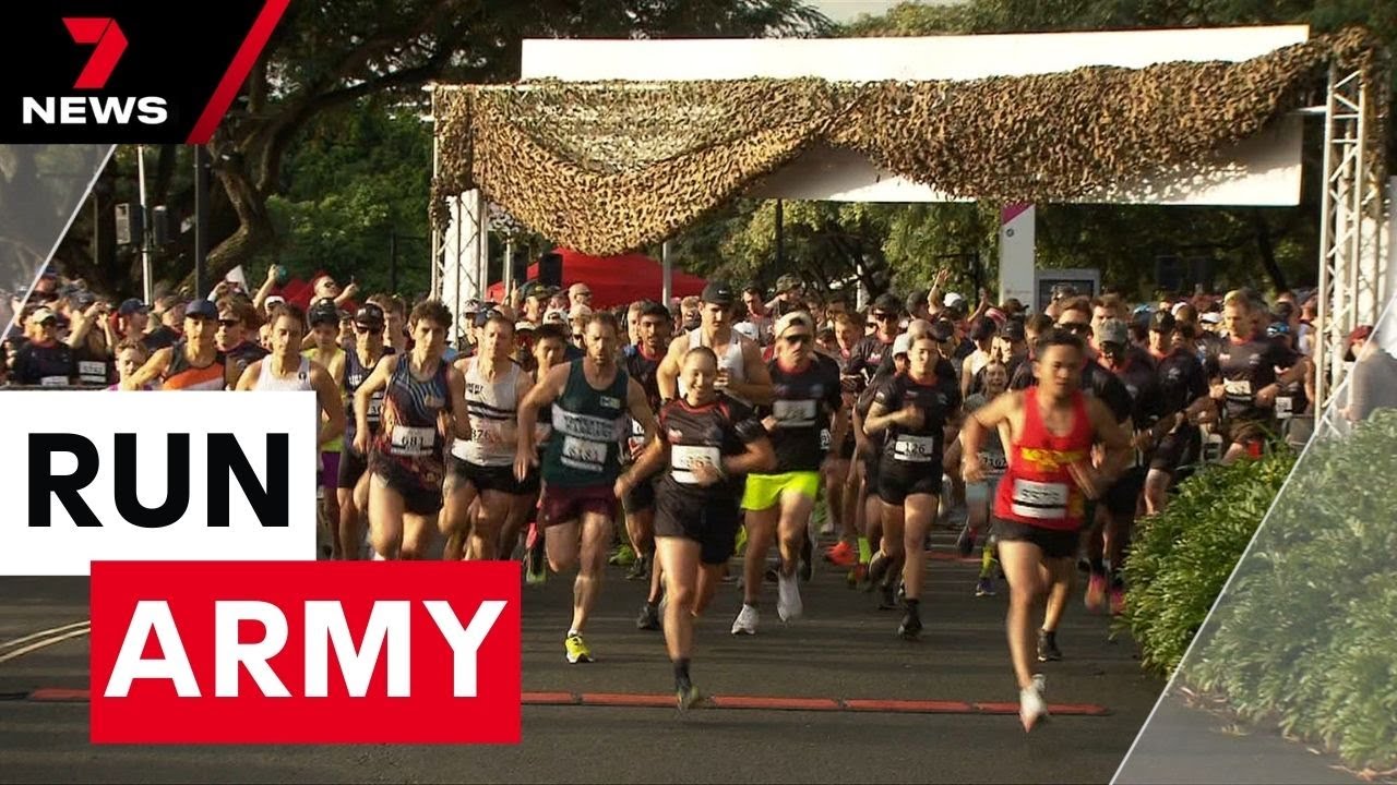 Over 6,000 people take to Brisbane City streets for annual Run Army | 7 News Australia