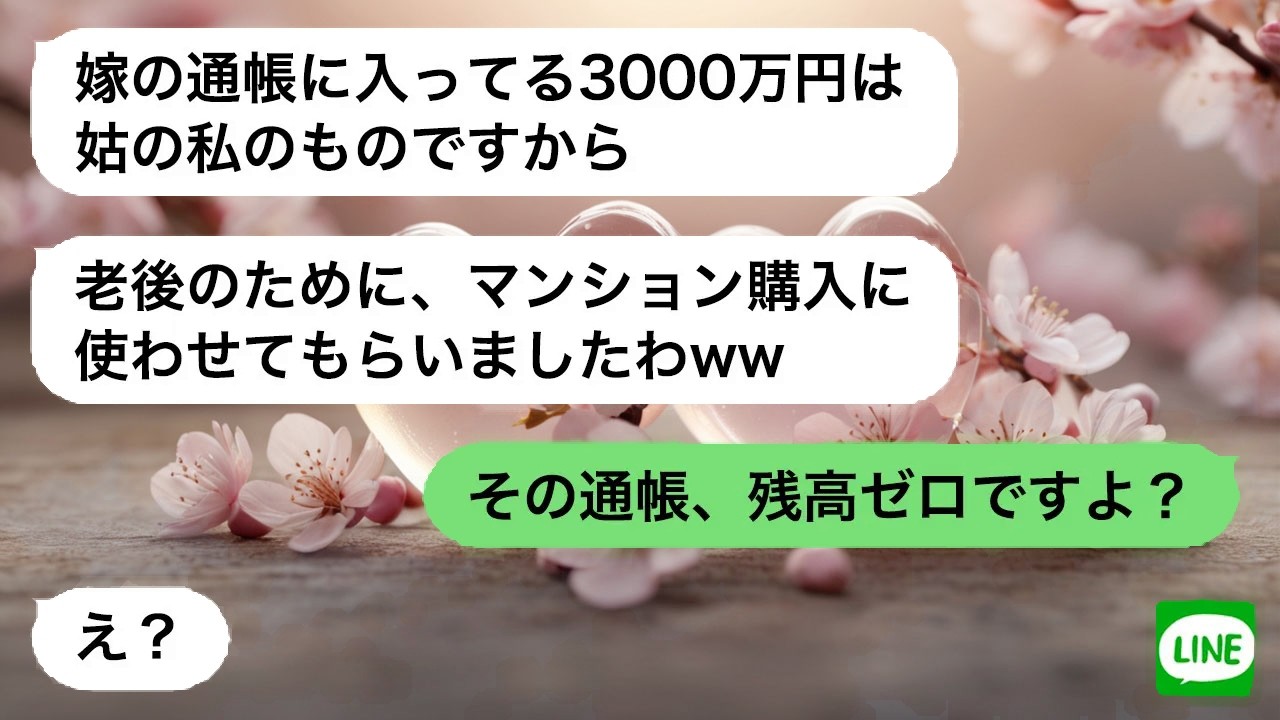 【LINE】 通帳で家を買った姑へ事実提示。浮かれた表情が凍る
