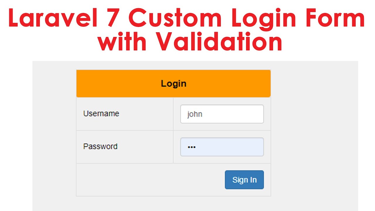 Laravel 7 Custom Login Form with Validation