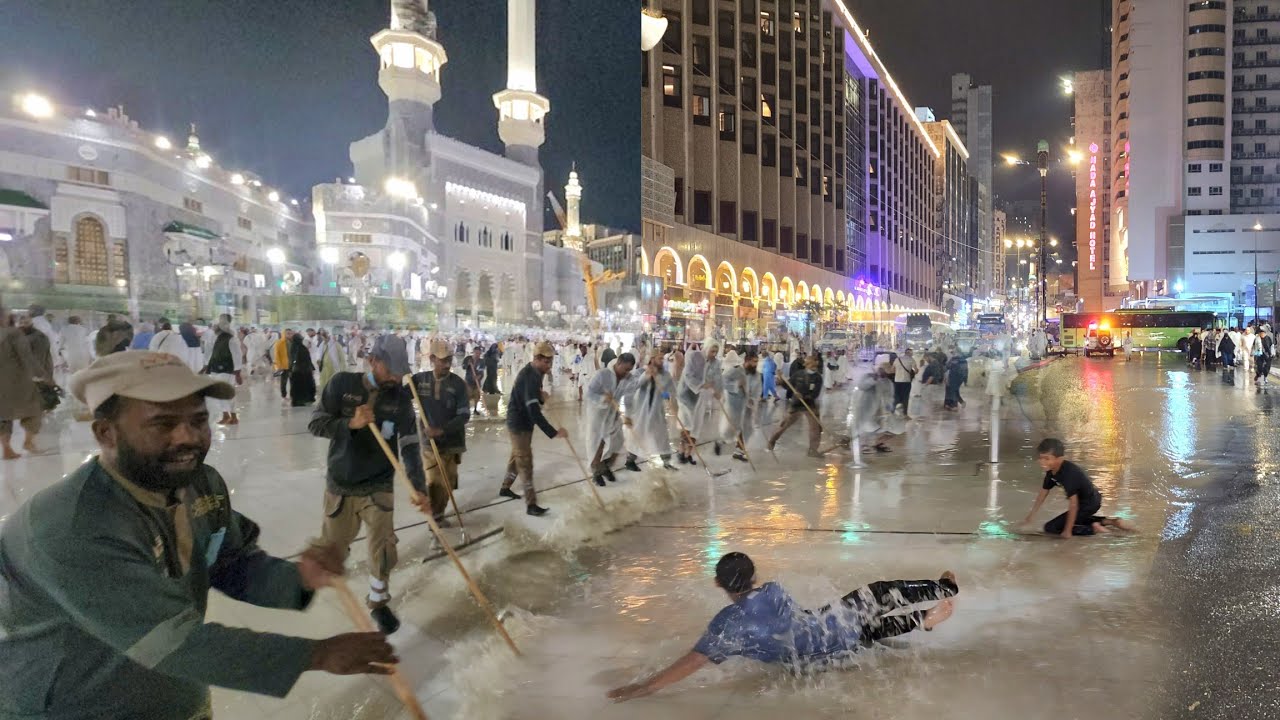 عواصف رعدية وأمطار غزيرة جداً على مكة والمسجد الحرام فجر السبت 