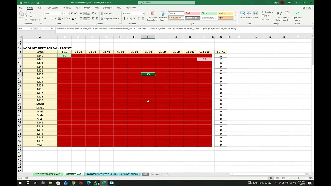 INVENTORY REGISTER AND ORDER ALERT TEMPLETE