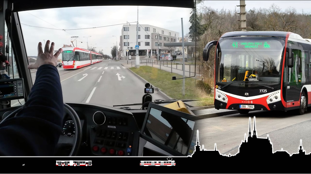 Výluková 41 ke Globusu - Bezpokladnový relax 🚌 Bus cab view Brno